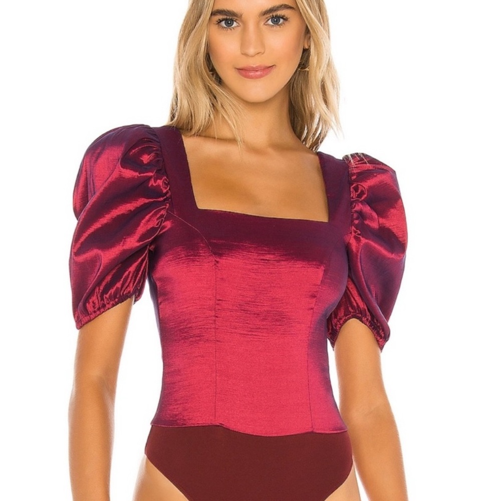 MAJORELLE Cruz Bodysuit in maroon
